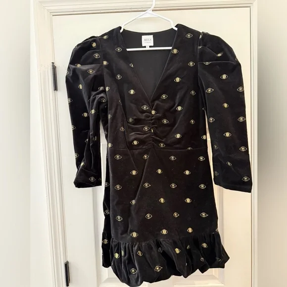 Misa Los Angeles Charisse Dress in Evil Eye Velveteen Long Sleeve Large - Picture 7 of 10